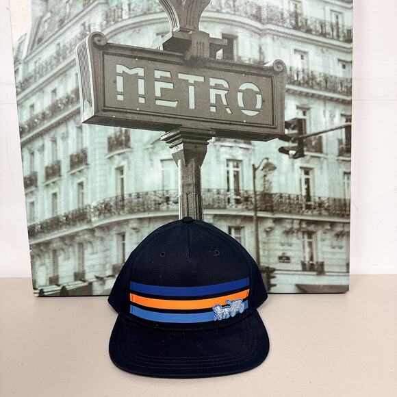 Coach C0978 Cotton Wide-Brim Hat with Horse and Carriage Patch, Navy Blue main image 6